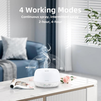 SEEDSEEL 300ML Essential Oil Diffuser with 7-Color LED Lights and Remote Control, Modern Minimalist Design, High-Efficiency Ultrasonic Mist Aromatherapy Diffuser for Home