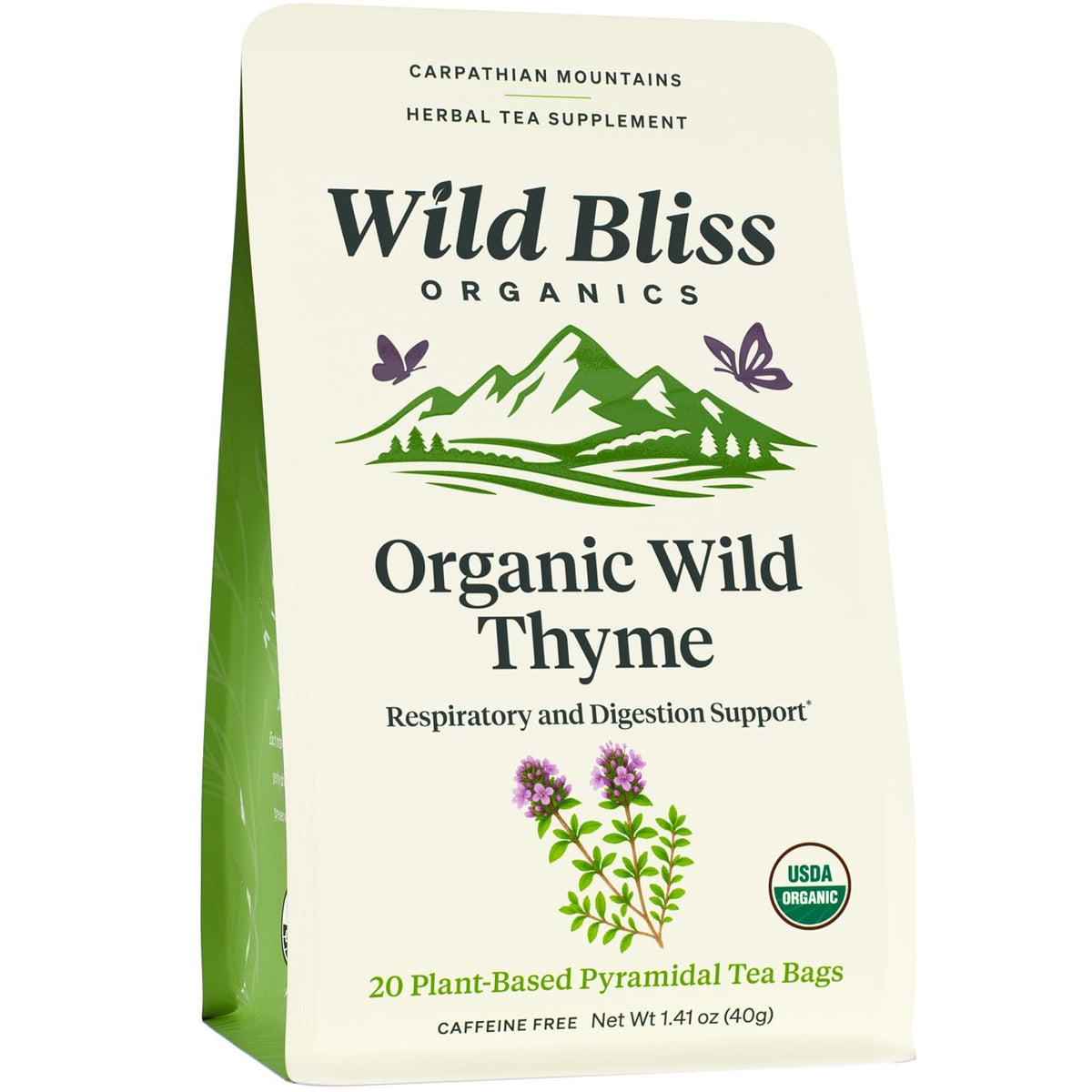Wild Bliss Organic Wild Thyme Tea - Respiratory Support - 20 Tea Bags