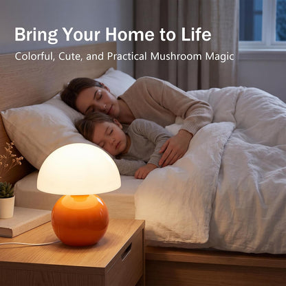Dawnwake Mushroom Lamp Table Lamp for Bedroom,Desk Bedside Small Lamps for Living Room Night Stands,Mushroom Decor Cute Mini Modern Mid Century Lamps,Unique Aesthetic Home Living Room Decor(White)