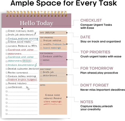 Taja To Do List Notepad - To Do List Notebook for Work with 52 Sheets, 9.8" x 6.5", Undated Daily Planner Perfect for Daily Tasks and Goal Setting, Notepad Suitable for Office, Home & School - Violet Dream