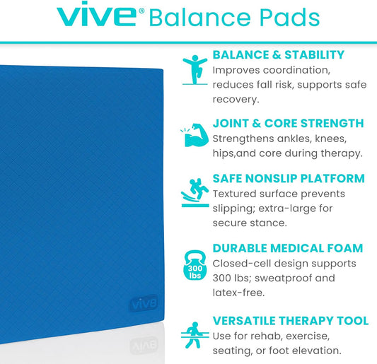 Vive Balance Pad - Foam Large Yoga Mat Trainer for Physical Therapy, Stability Workout, Knee and Ankle Exercise, Strength Training, Rehab - Chair Cushion for Adults, Kids, and Travel
