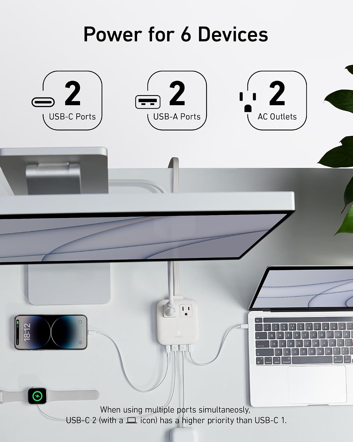 Anker Travel Power Strip, Anker Nano 67W Max 6-in-1 USB C Charger, 2 USB C