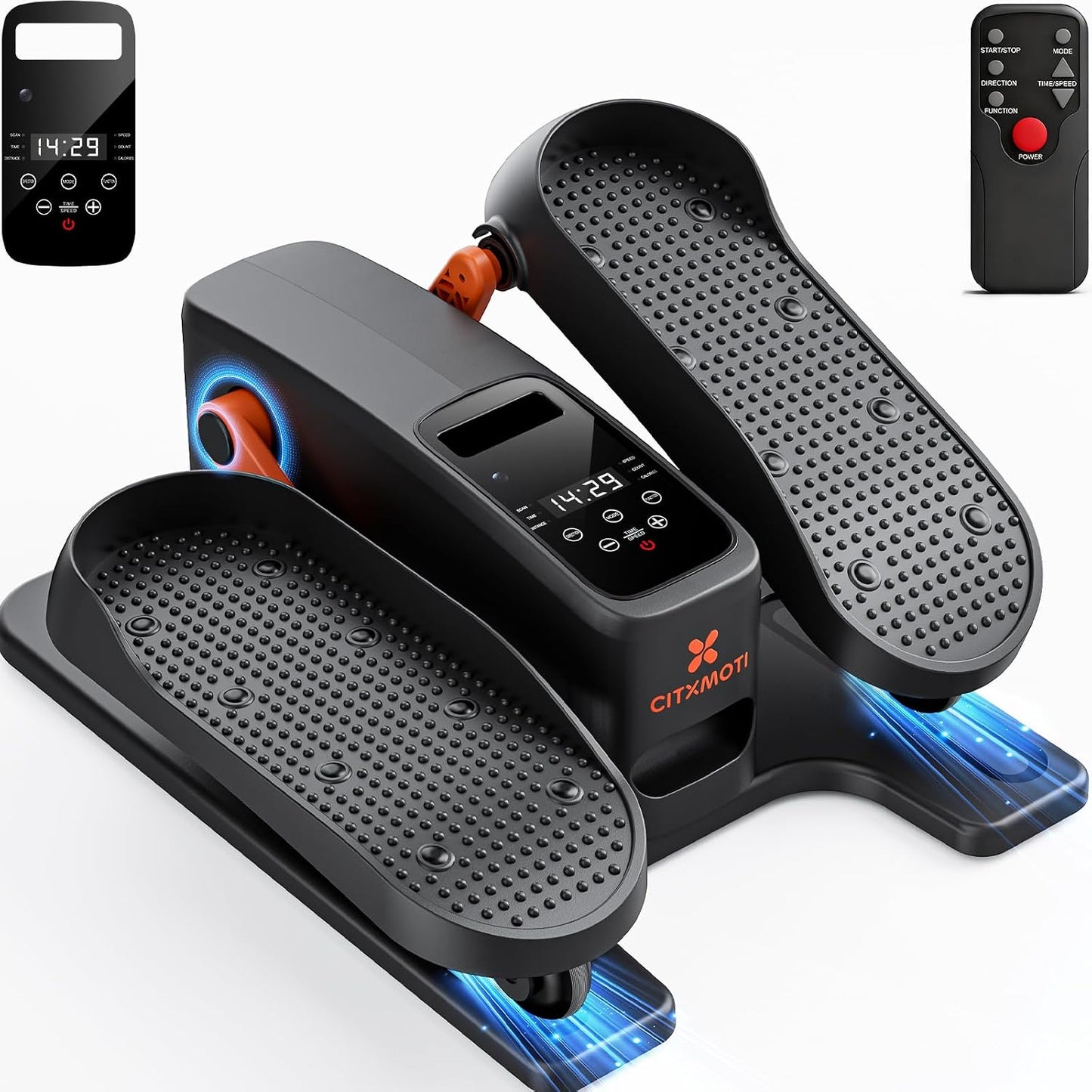 Under Desk Elliptical Exercise Machine, Quiet Seated Pedal Exerciser for Senior, Dual-Direction Elliptical Leg Exerciser with Monitor & Remote for Home Office, 12 Manual Speeds & 12 Auto Modes