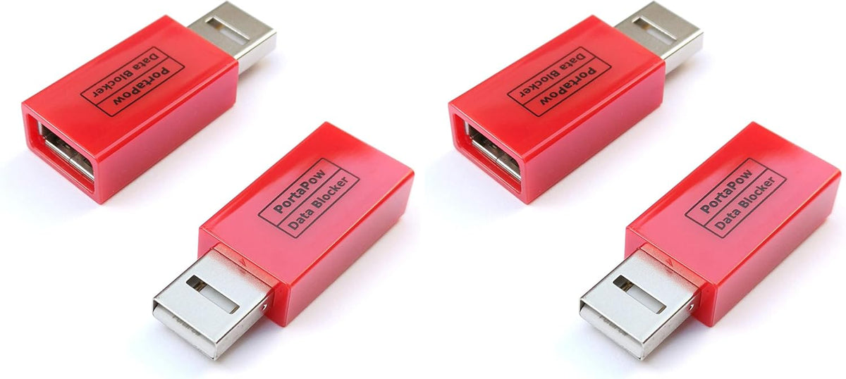 PortaPow USB Data Blocker (White 2 Pack) - Protect Against Juice Jacking
