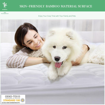 2 Pack Twin Waterproof Mattress Protector Deep Pocket Mattress Cover, Soft Breathable Mattress Pad, Fitted Noiseless Waterproof Bed Cover Stretch to 19"
