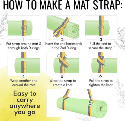 TECEUM 2 IN 1 Yoga & Mat Strap for Stretching – Cotton – 6/8/10 ft