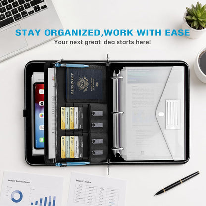Fireproof Binder Organizer with 15 Pack Pockets,Letter Size,Black