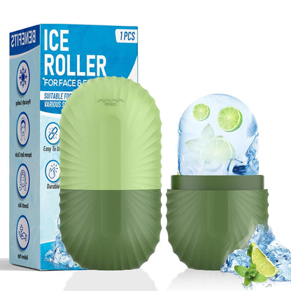 Ice Roller for Face and Eye, Reusable Silicone Ice Facial Roller Ice Holder, Face Ice Mold Skin Care, Ice Cube Roller for Shrink Pores Anti Wrinkle Reduce Puffiness, Black