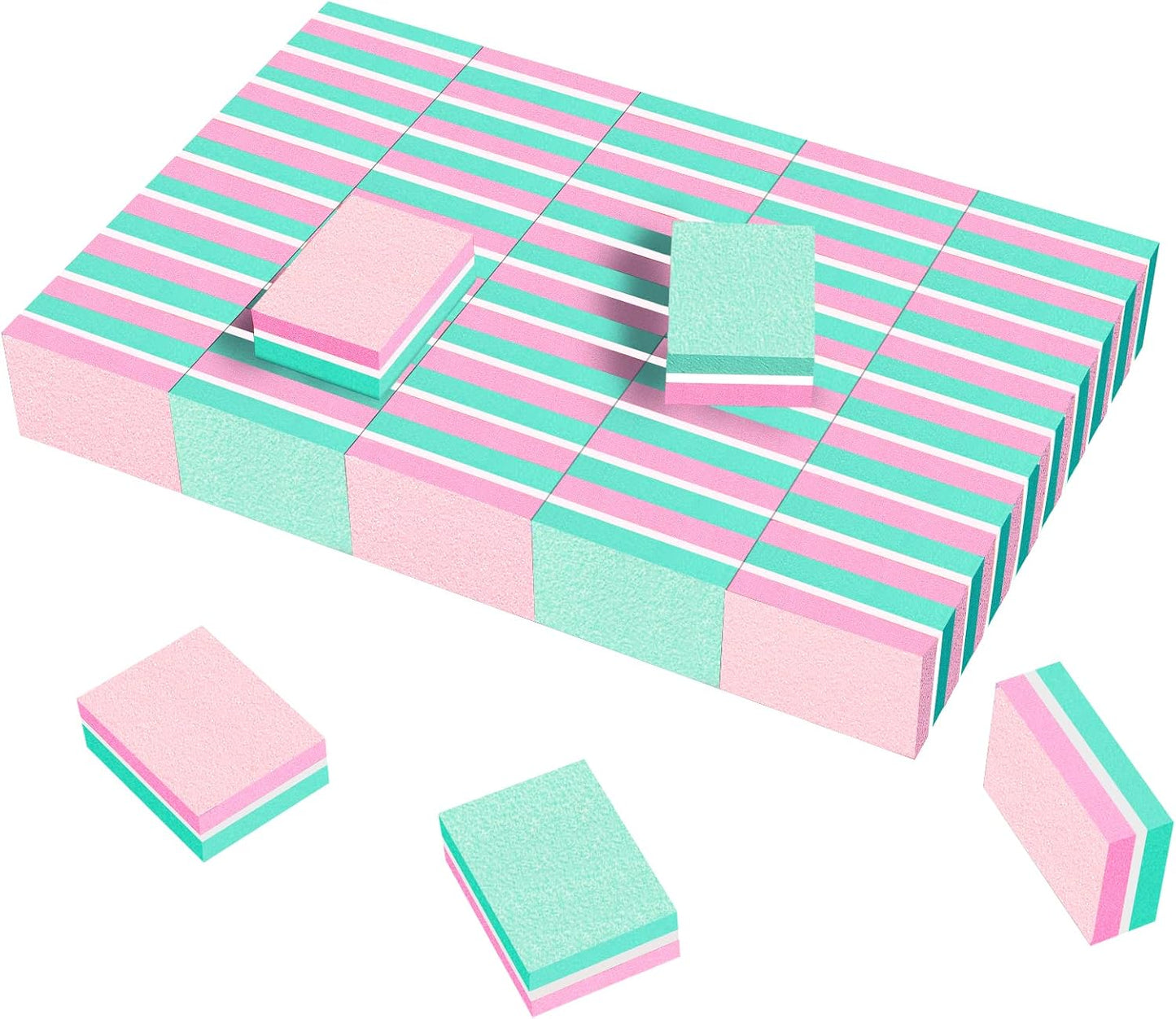 CGBE Nail Buffer (50 Pack), Buffer Block Nail File 100/180 Grit, Mini Nail Buffers Block Sponge Double Sided Nail File for Acrylic Nails Manicure Tools (Pink-Purple)