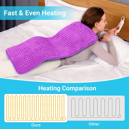 Boileau Electric Heating Pad for Back Pain and Period Cramps Relief, FSA Eligible17 x33 Extra Large XXXL, HSA 3 Heating Levels Heat Pad with 2-Hour Auto Shut Off, Gifts for Women and Mom, Blue