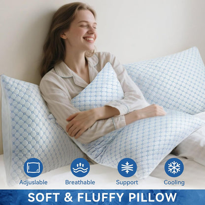 Cooling Adjustable Queen Pillows for Side Back Sleepers