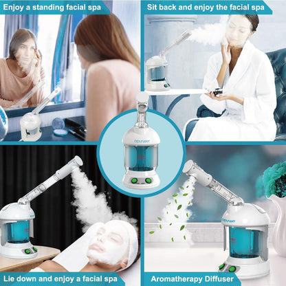 DENFANY Facial Steamer with Ozone Extendable 360° Arm - for Home or Salon