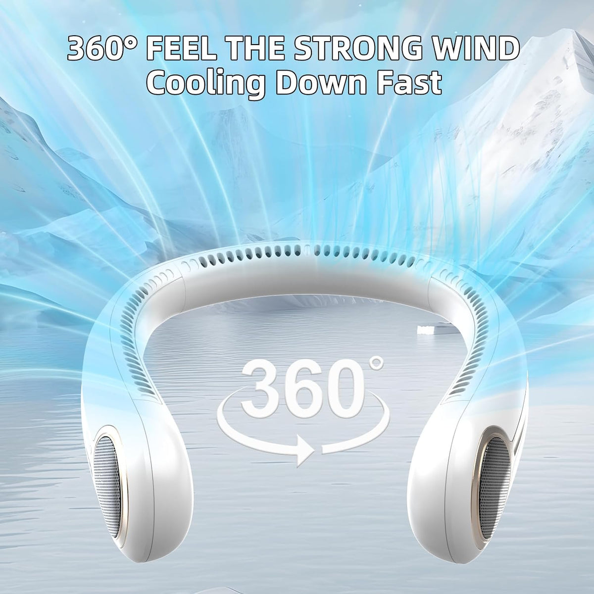 Portable Neck Fan, Personal Wearable Bladeless Fan, 6000mAh USB Rechargeable, 360° Airflow, LED Display, 4-Speeds, Hands Free Fan for Outdoor Indoor, Birthday Gifts for Men Women Dad Mom (Black)