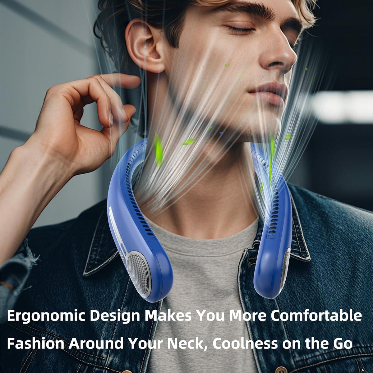 Portable Neck Fan, Personal Wearable Bladeless Fan, 6000mAh USB Rechargeable, 360° Airflow, LED Display, 4-Speeds, Hands Free Fan for Outdoor Indoor, Birthday Gifts for Men Women Dad Mom (Black)