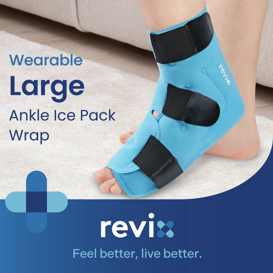 REVIX Large Ankle Ice Pack Wrap for Plantar Fasciitis & Achilles Tendonitis