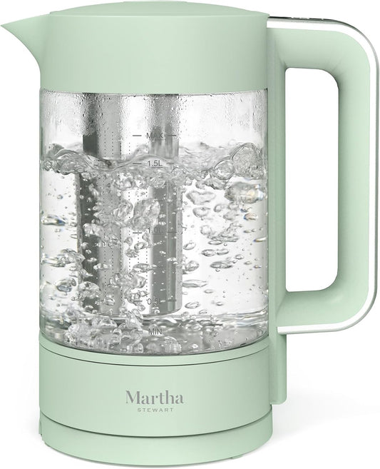 Martha Stewart 1.7L Glass Carafe Electric Kettle with Removable Tea Infuser