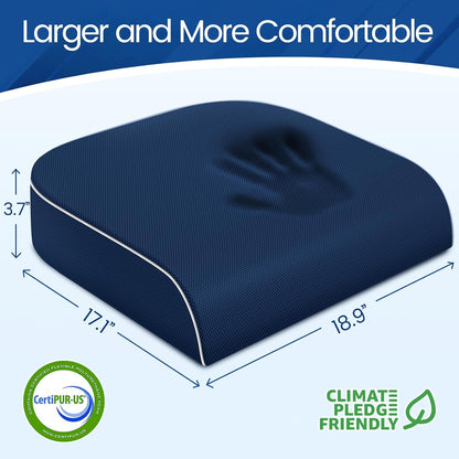 SweetSlubr Seat Cushion for Tailbone Pain Relief, Office Chair Cushion, Chair Pad, Memory Foam Large Cushion with Non-Slip Cover for Soft Support at Office Chair, Car Seat, Airplane, Black/Large