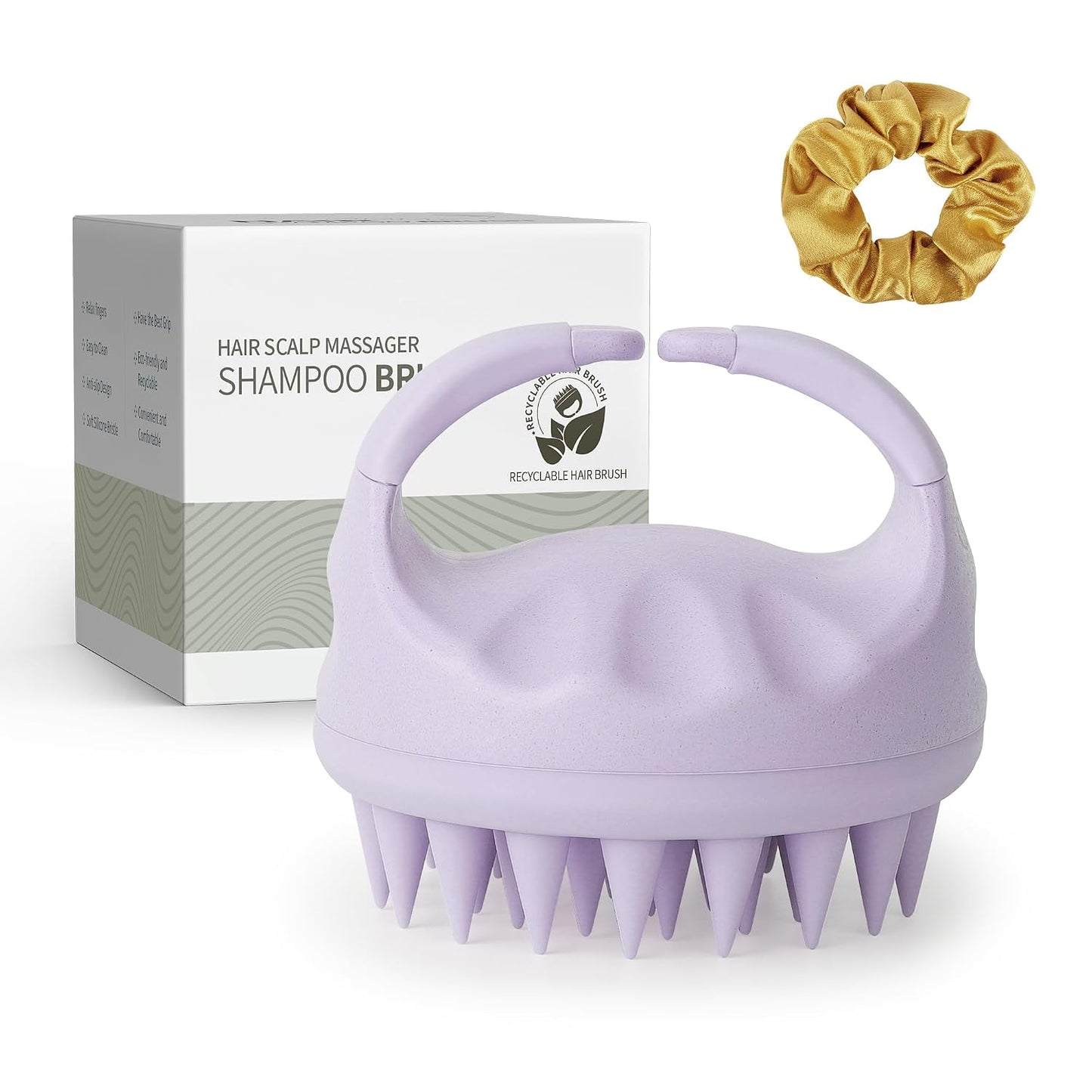 Sndyi Scalp Massager Shampoo Brush, Scalp Scrubber with Soft Silicone Bristles, Scalp Exfoliator for Dandruff Removal, Scalp Massager for Hair Growth, Wet Dry Hair Brush for Scalp Care, Green