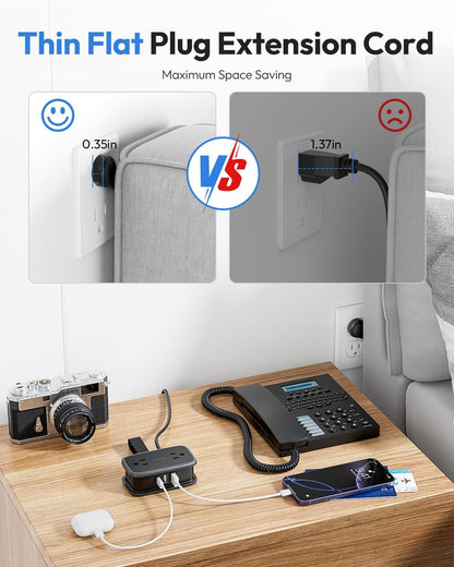 NTONPOWER GAN Ultra 65W USB Charging Station, 7 in 1 Travel Power Strip with 3 Outlets 4 USB (2 USB C), Extension Cord 4ft, Travel Essentials, Cruise Power Strip Compatible with MacBook, iPhone, White