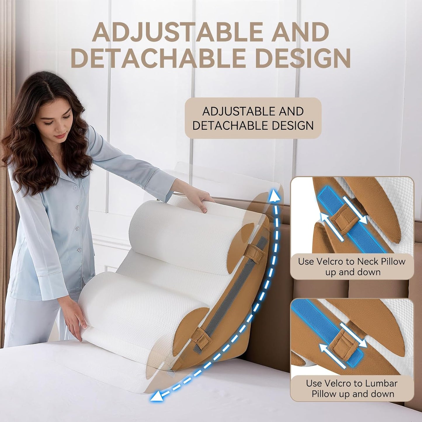 Yojoker 4PCS Orthopedic Bed Wedge Pillow Set for Sleeping, Post Surgery Foam Pillow for Body, Back and Leg Pain Relief, Triangle Adjustable Support Pillow - Acid Reflux, Anti Snoring & GERD Sleeping