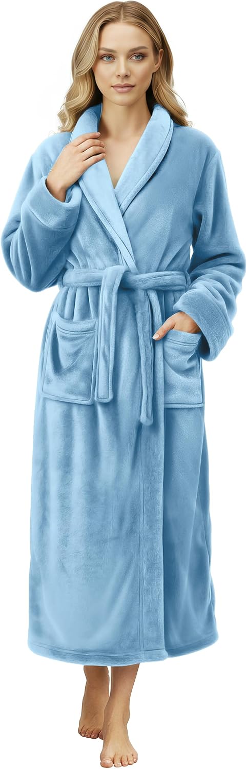 NY Threads Premium Womens Robe, Plush Fleece Long Bath Robe for Women, Fluffy Soft Women's Bathrobe