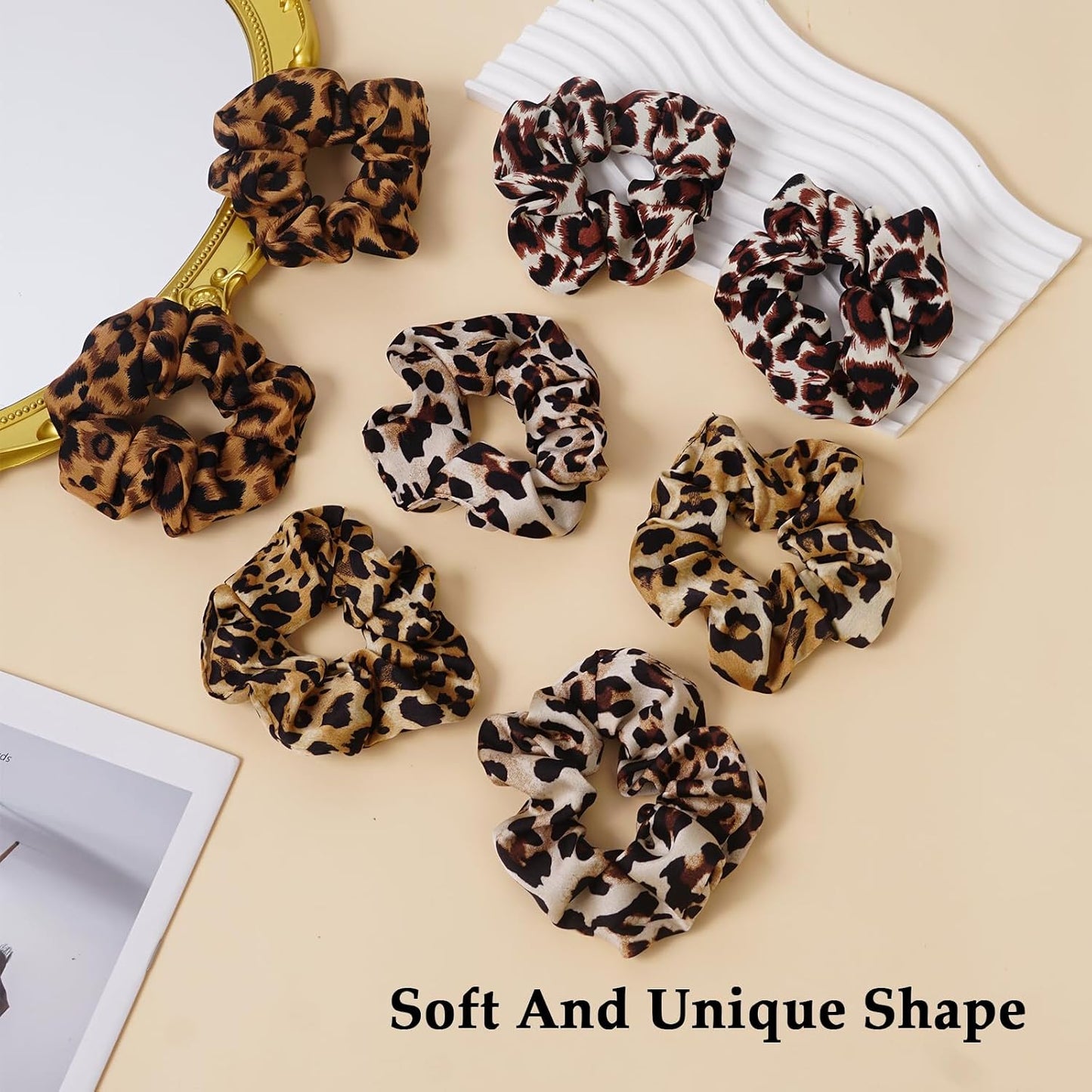 Satin Scrunchies for Women – 8PCS Blush & Brown Silk Hair Ties Set – No Crease, Frizz-Free, Gentle Elastic Hair Bands, Soft & Stylish Everyday Hair Accessories Gifts