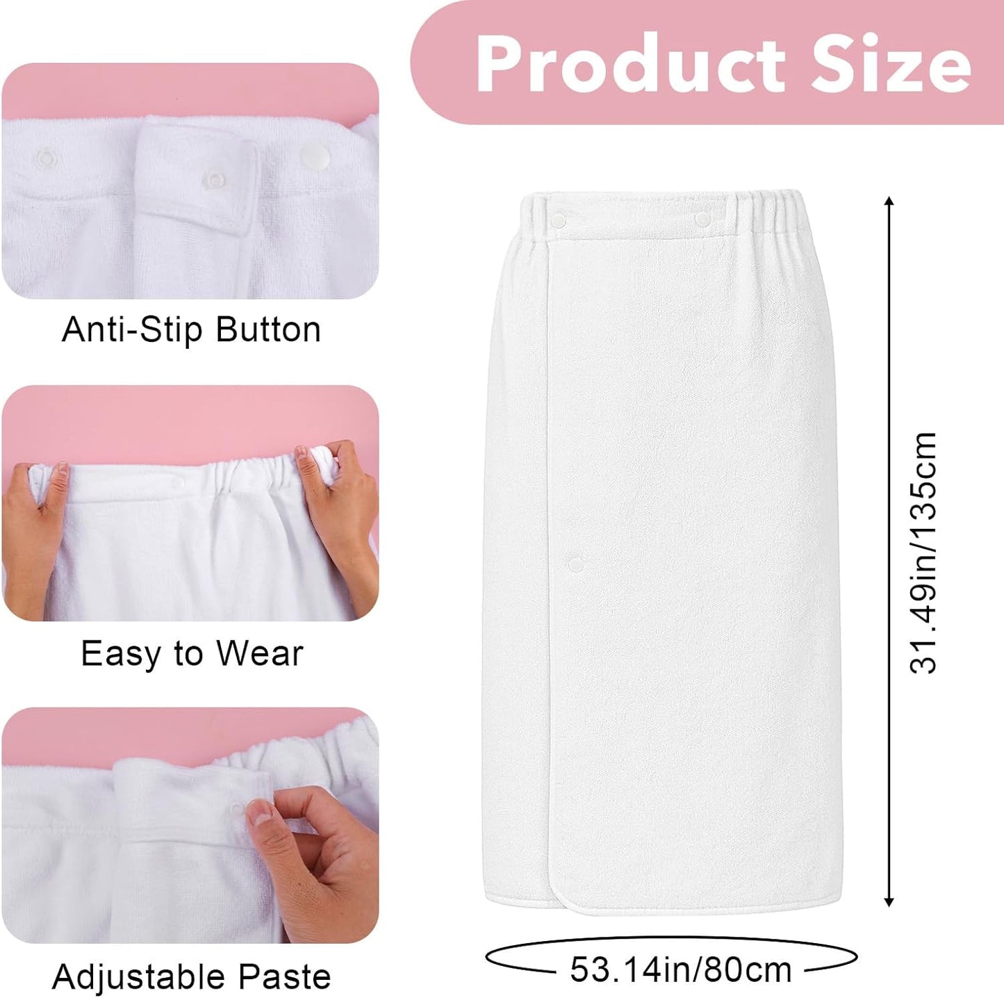 4 Pcs Spa Wrap Towel Wrap for Women Women's Shower Wraps Robes Bath Robe Spa Robe with Adjustable Closure Elastic Top