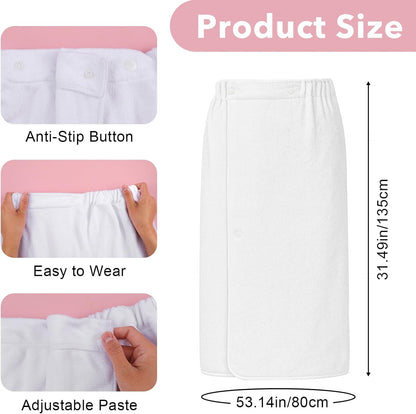 4 Pcs Spa Wrap Towel Wrap for Women Women's Shower Wraps Robes Bath Robe Spa Robe with Adjustable Closure Elastic Top