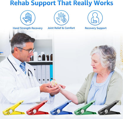 FitBeast Finger Exerciser Set – 5 Resistance Clips for Hand Therapy, Grip Strength & Dexterity – Ideal Finger Strengthener for Rehab, Stroke Recovery, Arthritis, Seniors & Athletes