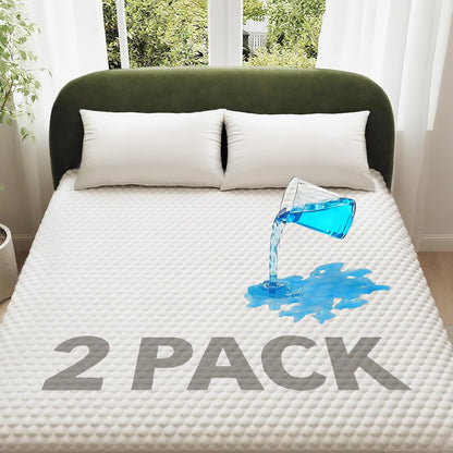 OhGeni 100% Waterproof Mattress Protector,Queen Size Premium Bamboo Mattress Pad,Pet Hair & Bedwetting Resistant,Cooling Breathable Fitted Sheets,Washable Bed Cover,Non-Slip Deep Pocket for Bedroom