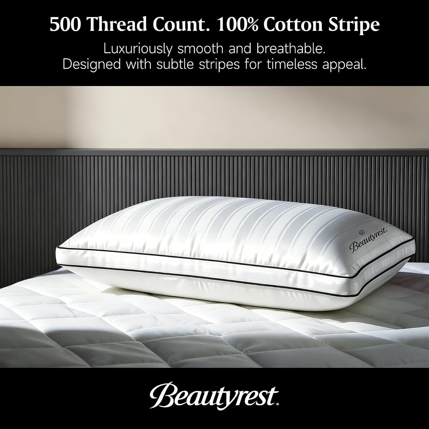 Beautyrest Hotel Pillows Luxury Cooling Queen Size Set of 2 Soft Medium