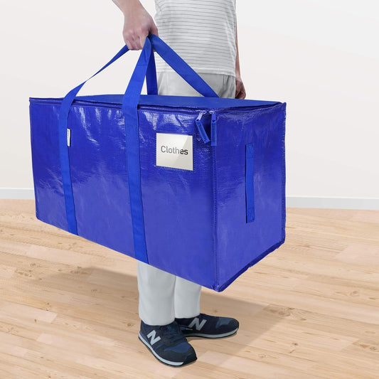 TICONN Extra Large Moving Bags Heavy Duty with Zippers & Carrying Handles, Durable Storage Bags Moving Boxes for Closet Organizers and Storage (Blue)