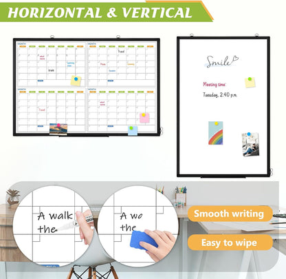 24" x 18" Magnetic Monthly Dry Erase Whiteboard Calendar for Wall