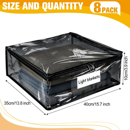 Plastic Storage Bags with Easy-Glide Zipper, Durable Clear Vinyl Zippered Storage Bags for Clothes Sweaters Comforters Blankets Sheets Bedding (15.7 x 13.8 x 3.9 Inch, Transparent White)