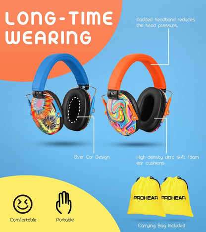 PROHEAR 032 Kids Ear Protection – Ear Muffs for Noise Reduction, 25NRR Noise Cancelling Headphones for Kids,Toddlers, Autism, Sensory Use, Hearing Protection – Orange