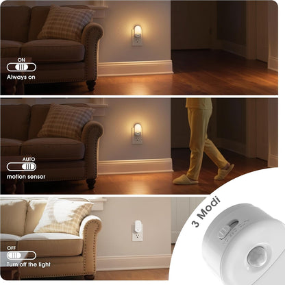 JandCase Night Light, Modern Night Lights Plug into Wall,2 Pack Dusk to Dawn Sensor Nightlight, Amber Brightness Adjustable Nightlight for Kids Bathroom Hallway Kitchen Bedroom Decor