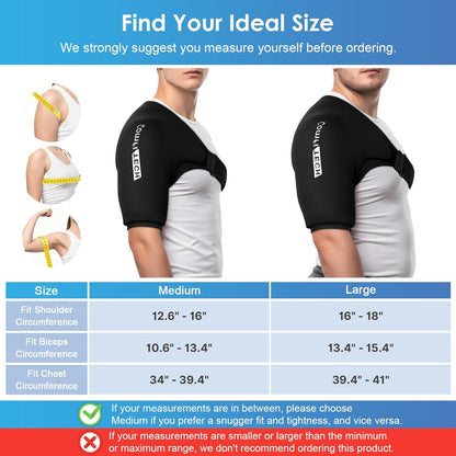 Comfitech Shoulder Ice Pack Wrap Sleeve for Better Putting On & Off, Reusable Gel Cold Pad for Arm, Large, Black