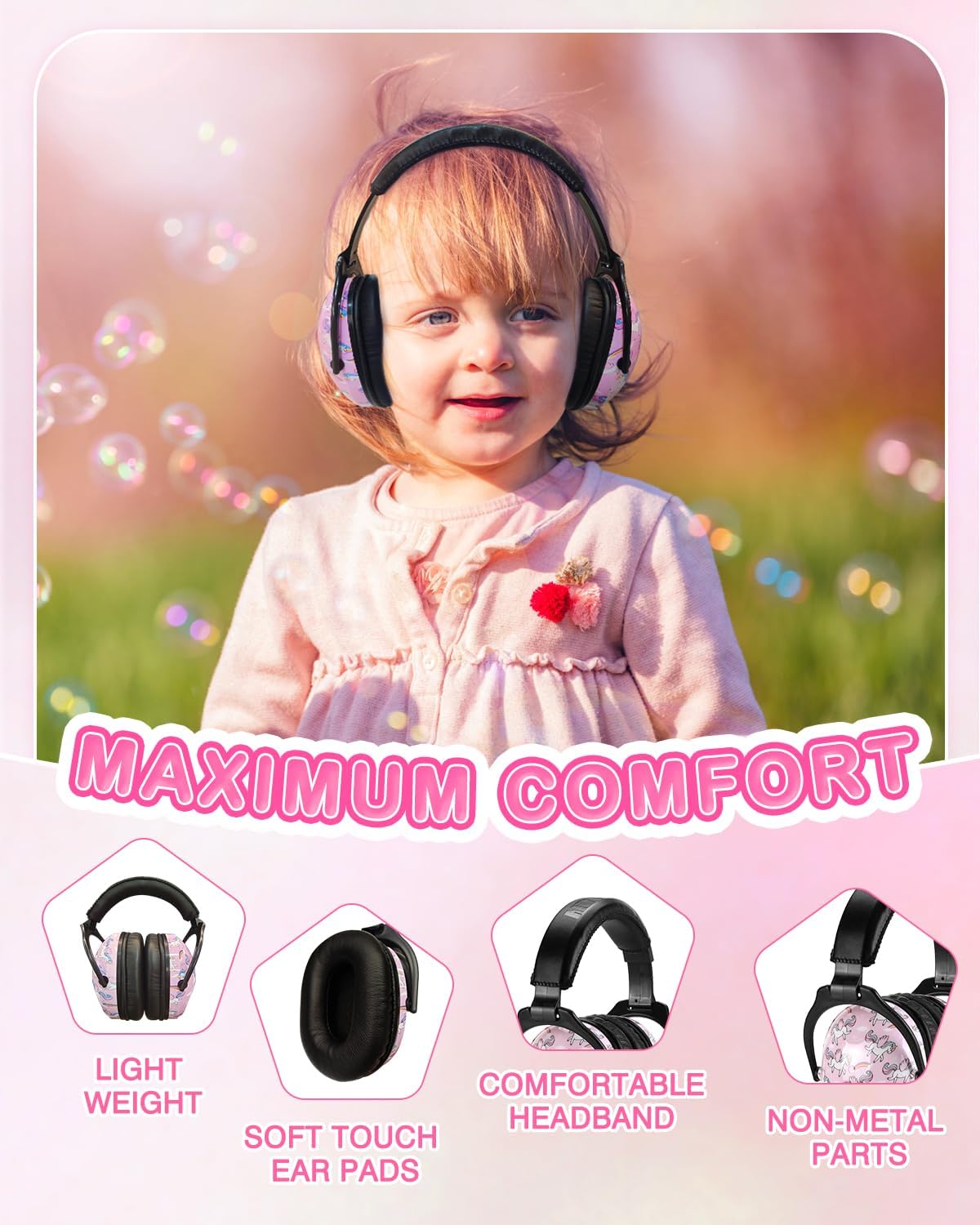 ZOHAN EM030 Kids Ear Protection, Noise Cancelling Headphones Ear Muffs for Autism Sensory, Safety Noise Reduction Hearing Protection for Monster Truck/Concerts/Fireworks/Air Shows