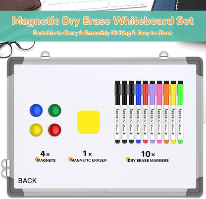 Weekly Calendar Whiteboard for Wall, 16x12 Inches Dry Erase Board, Small Magnetic White Board, Double-Sided Hanging Board for Office School Home Kitchen, Portable Board for Drawing Planning To Do List
