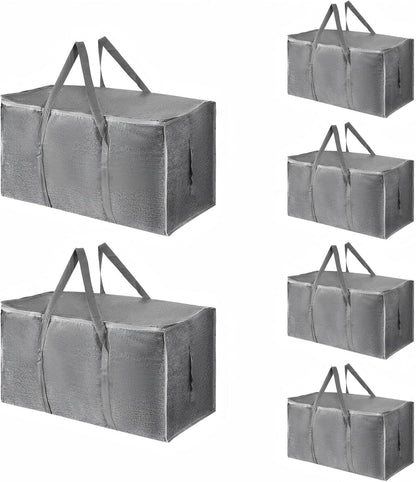 Moving Bags Extra Large - Heavy Duty Storage Totes with Wrap-Around Handles & Reinforced Zippers - Foldable Moving Box Alternative, Water-Resistant for Dorm, Closet & Under Bed Storage (Clear)