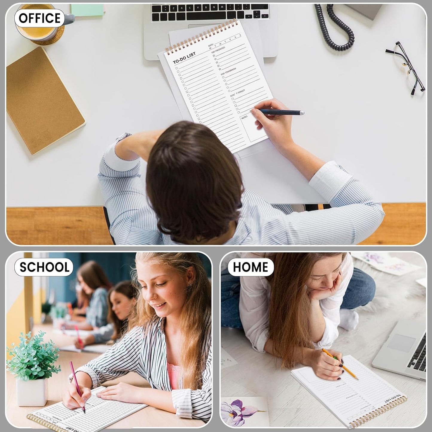 to Do List Notepad, Undated Daily Planner, 120 Pages, 6.7 x 9.8 in | 100 GSM FSC Paper, Plastic Cover, Spiral Bound, Tear-Off Pages, Task Checklist Layout For Home Office School Supplies