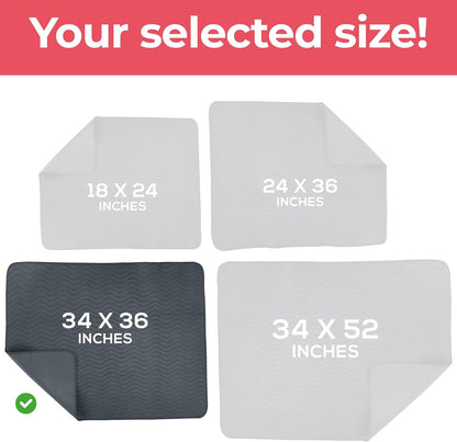 Utopia Bedding Washable Underpads 34" x 36" (Pack of 4), Waterproof Reusable Heavy Absorbency Incontinence Bed Pads for Adults, Kids, Elderly and Pets, Bedwetting Pads for Sofa and Couch (Blue)