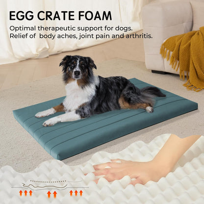BALANCE Dog Crate Bed, Orthopedic Dog Bed Pad with Waterproof Liner, Washable Crate Foam Pet Mat for Large, Medium, Puppy Dogs Breeds, Mint Leaf, 36“x23”x1.6“