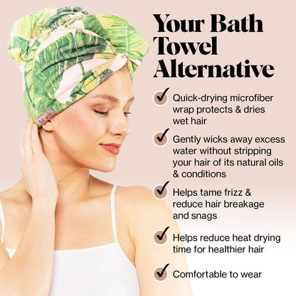 Kitsch Microfiber Hair Towel Wrap for Women – Ultra Absorbent Microfiber Bath Towels for Wet, Curly, Long or Short Hair – Anti-Frizz Hair Wrap, Great Hair Products Gift for Women – Pink