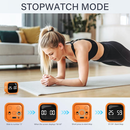Rotating Pomodoro Timer 5, 25, 10 50 Minutes Preset, Desk Productivity Flip Timer, ADHD Tool Cube Countdown Stopwatch, Vibration/High/Low Volume/Custom Modes, for Work, Study, Back to School, Kitchen
