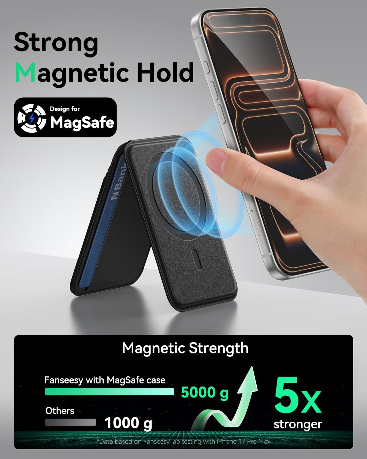 TWZKG for MagSafe Wallet, Works with Apple Find My,5 Card Holder with Stand