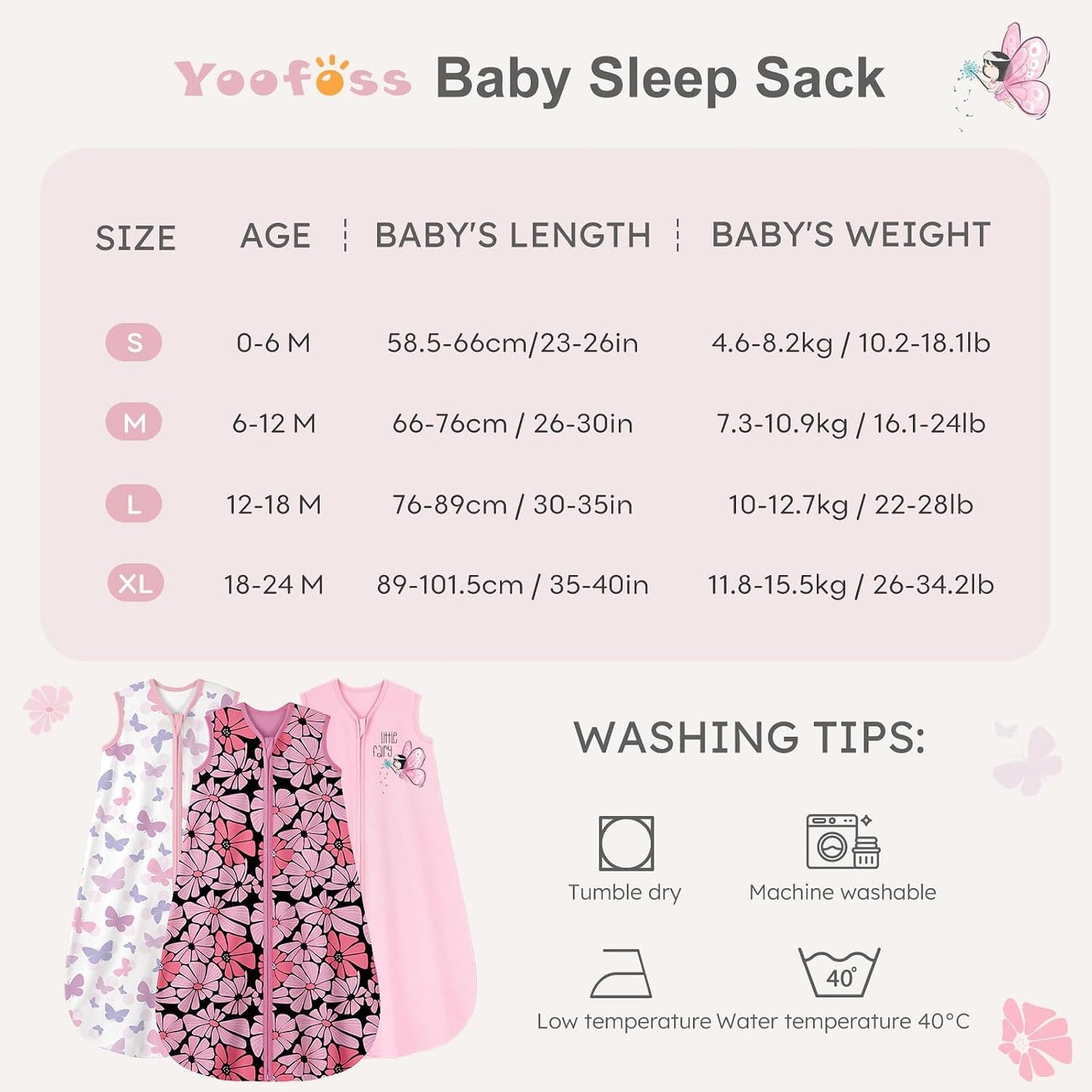 Yoofoss Baby Sleep Sack Baby Wearable Blanket 100% Cotton 2-Way Zipper Toddler Sleeping Sack