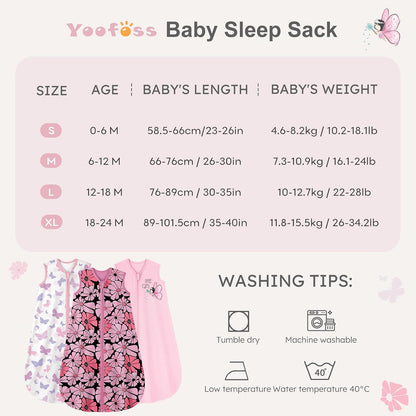 Yoofoss Baby Sleep Sack Baby Wearable Blanket 100% Cotton 2-Way Zipper Toddler Sleeping Sack