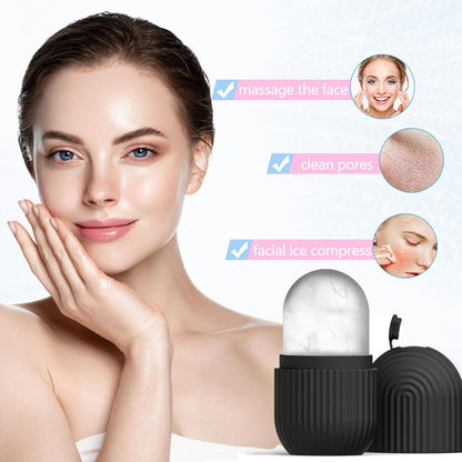 Joyeee Ice Face Roller, Reusable Silicone Mold Face Massage Eye Facial Beauty Skin Care Tools Apply Ice for Shrink Pores Anti Wrinkle Reduce Puffiness Improve Skin Elasticity, Striped