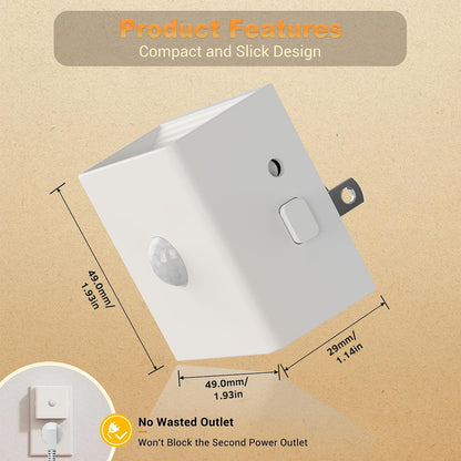JandCase Night Light, Modern Night Lights Plug into Wall,2 Pack Dusk to Dawn Sensor Nightlight, Amber Brightness Adjustable Nightlight for Kids Bathroom Hallway Kitchen Bedroom Decor